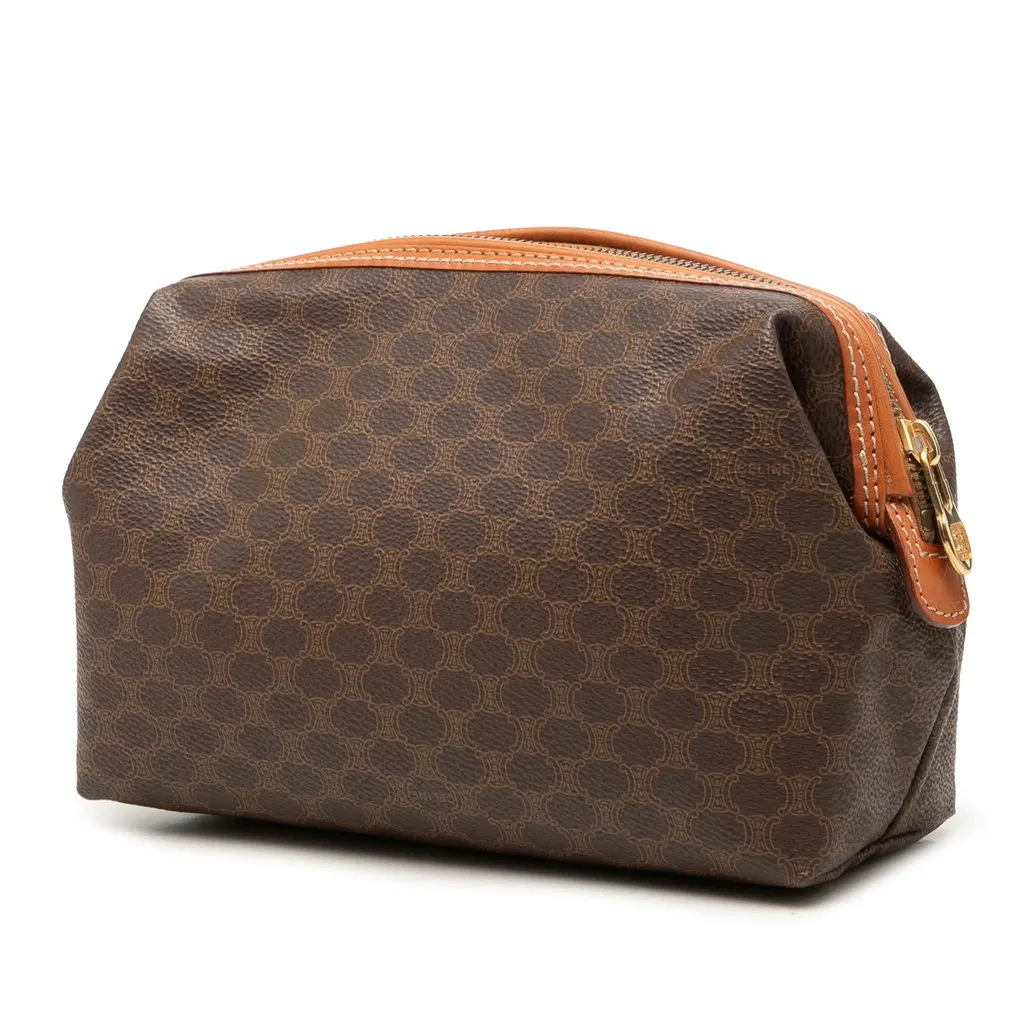 Celine Macadam Coated Canvas Cosmetic Pouch Brown Canvas Very good - Back View