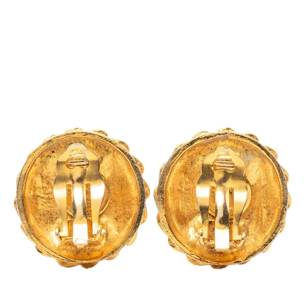Chanel Gold Plated Mademoiselle Clip on Earrings Gold Metal Very good - Back View