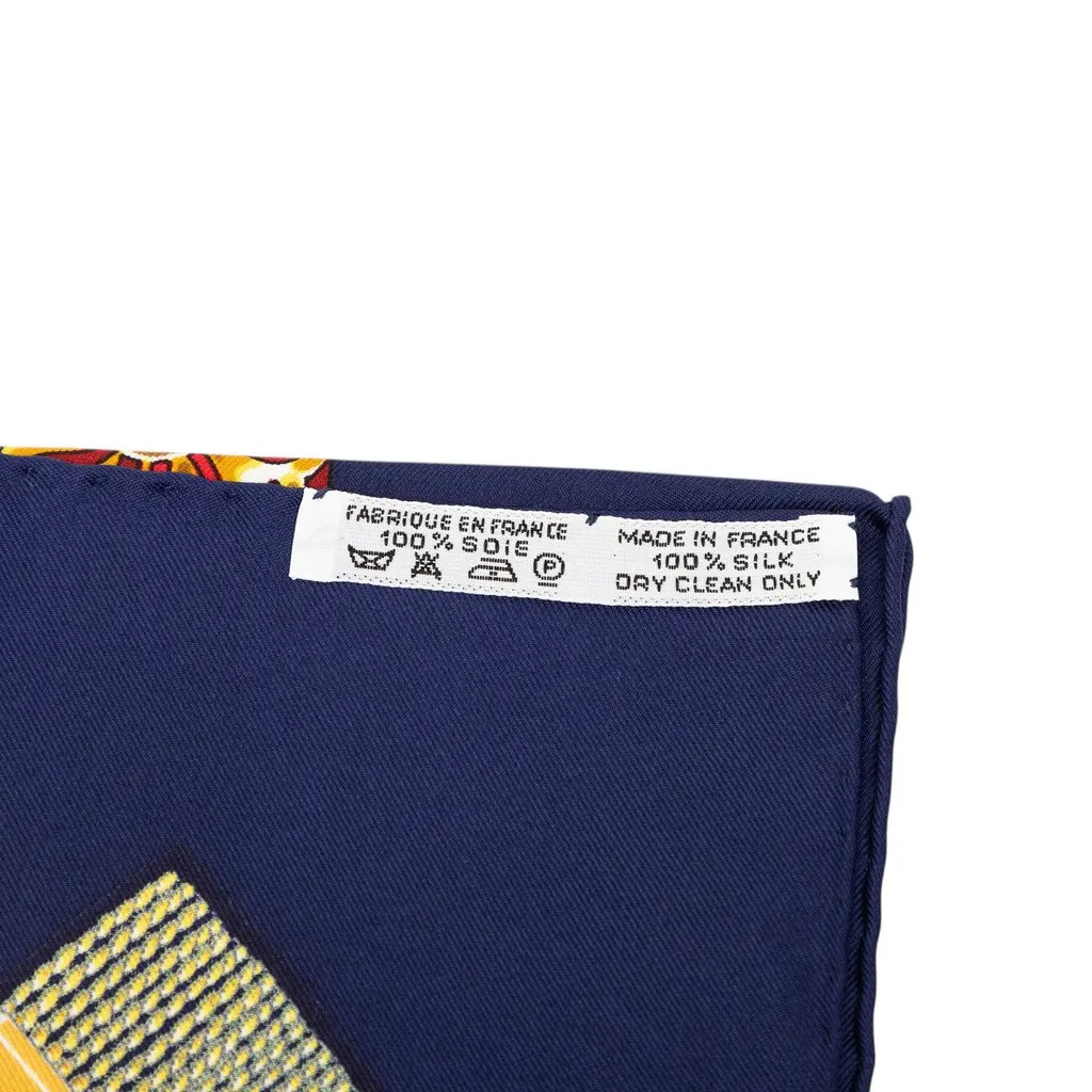 Hermès Chevaux de Trait Silk Scarf 90 Blue Never worn - Model View