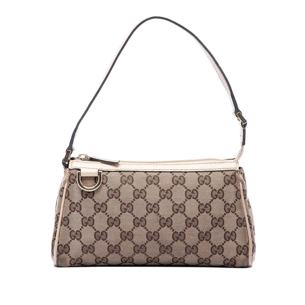 Gucci GG Canvas Abbey D Ring Pochette Beige Canvas Good - Front View