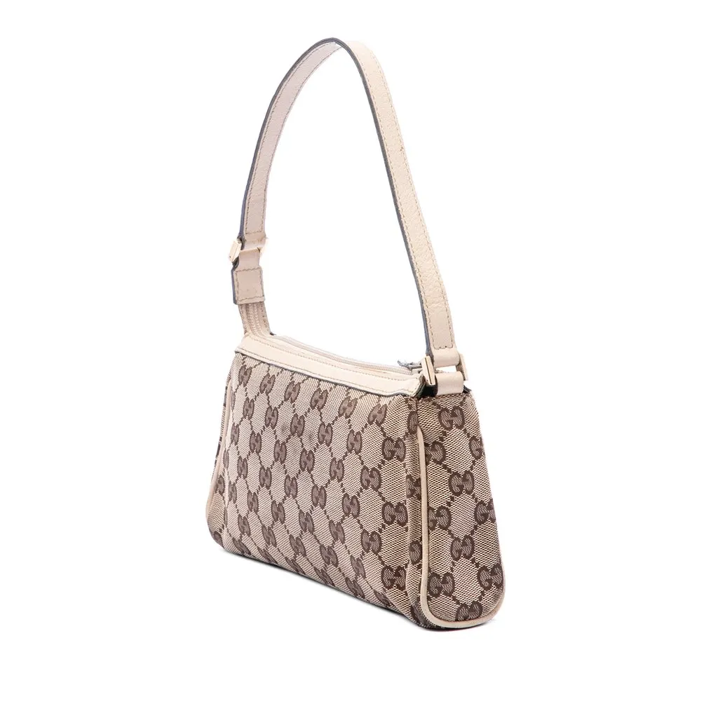 Gucci GG Canvas Abbey D Ring Pochette Beige Canvas Good - Back View