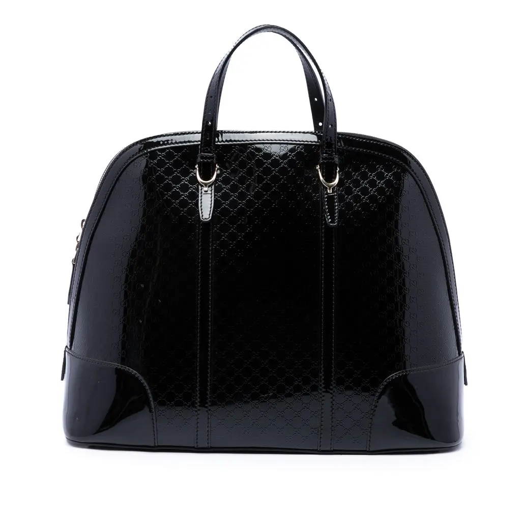 Gucci Large Microguccissima Patent Nice Dome Top Handle Bag Black Leather Very good - Front View