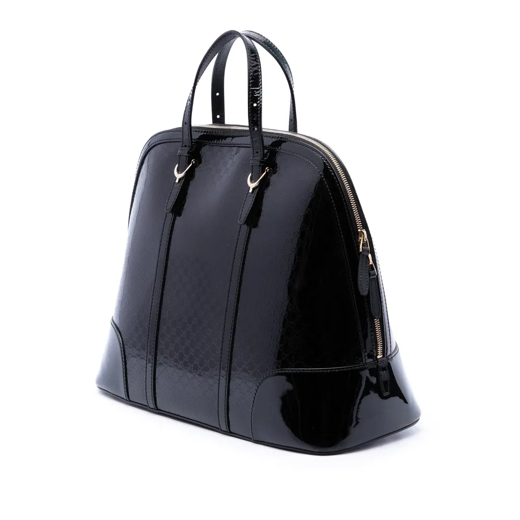 Gucci Large Microguccissima Patent Nice Dome Top Handle Bag Black Leather Very good - Back View