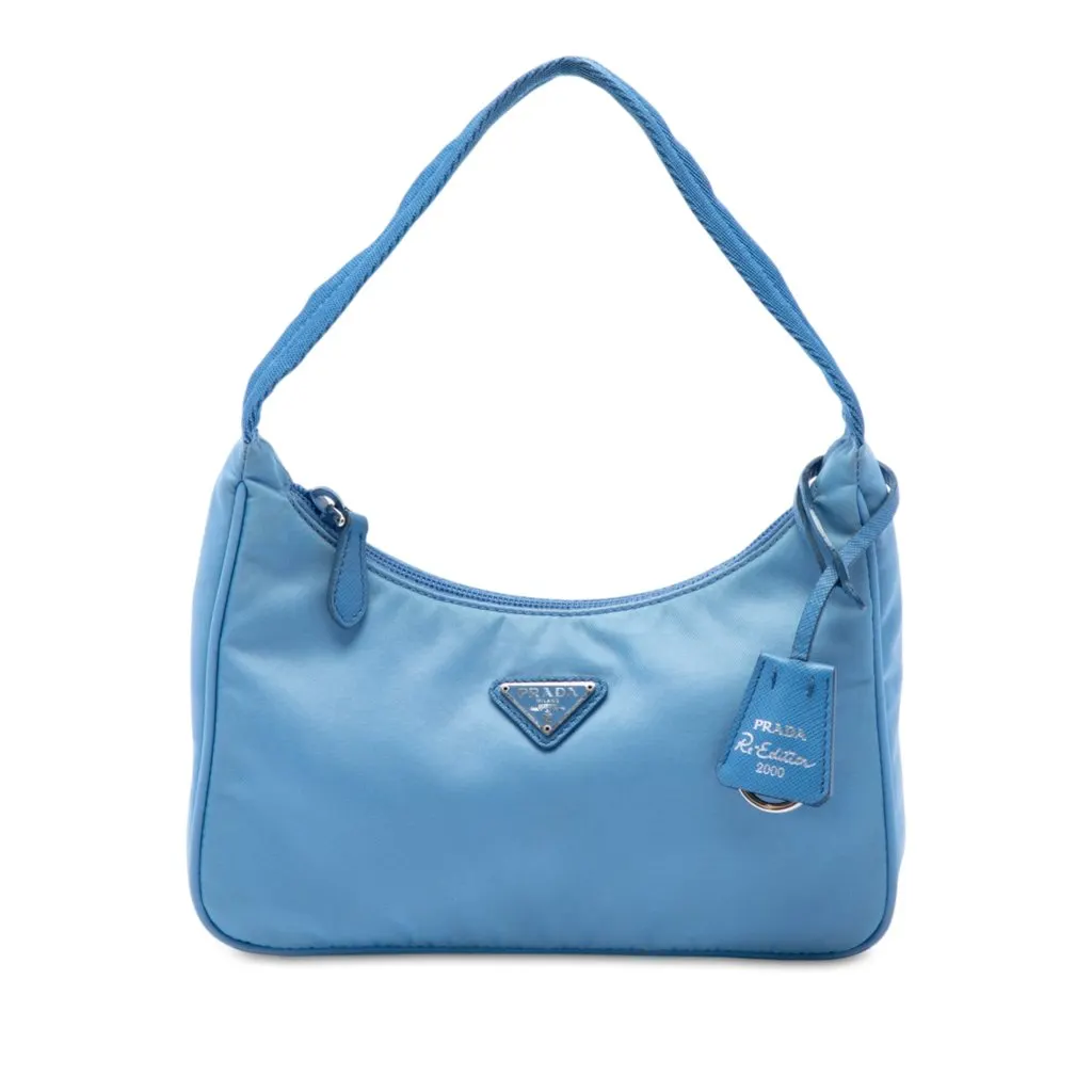 Prada Mini Tessuto Re Edition 2000 Shoulder Bag Blue Polyamide Very good - Front View