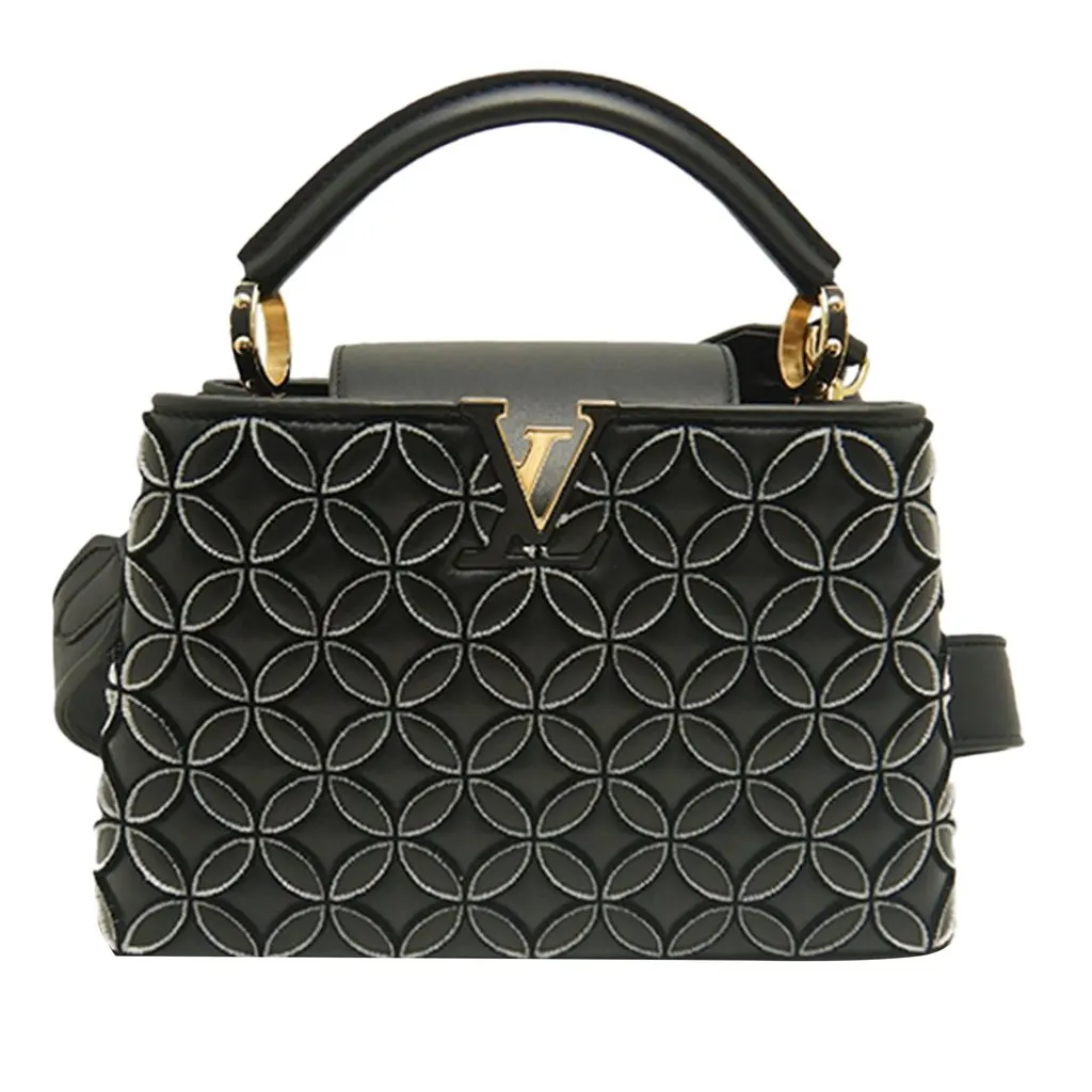 Louis Vuitton Quilted Lambskin Flower Capucines BB Black Leather Very good - Front View