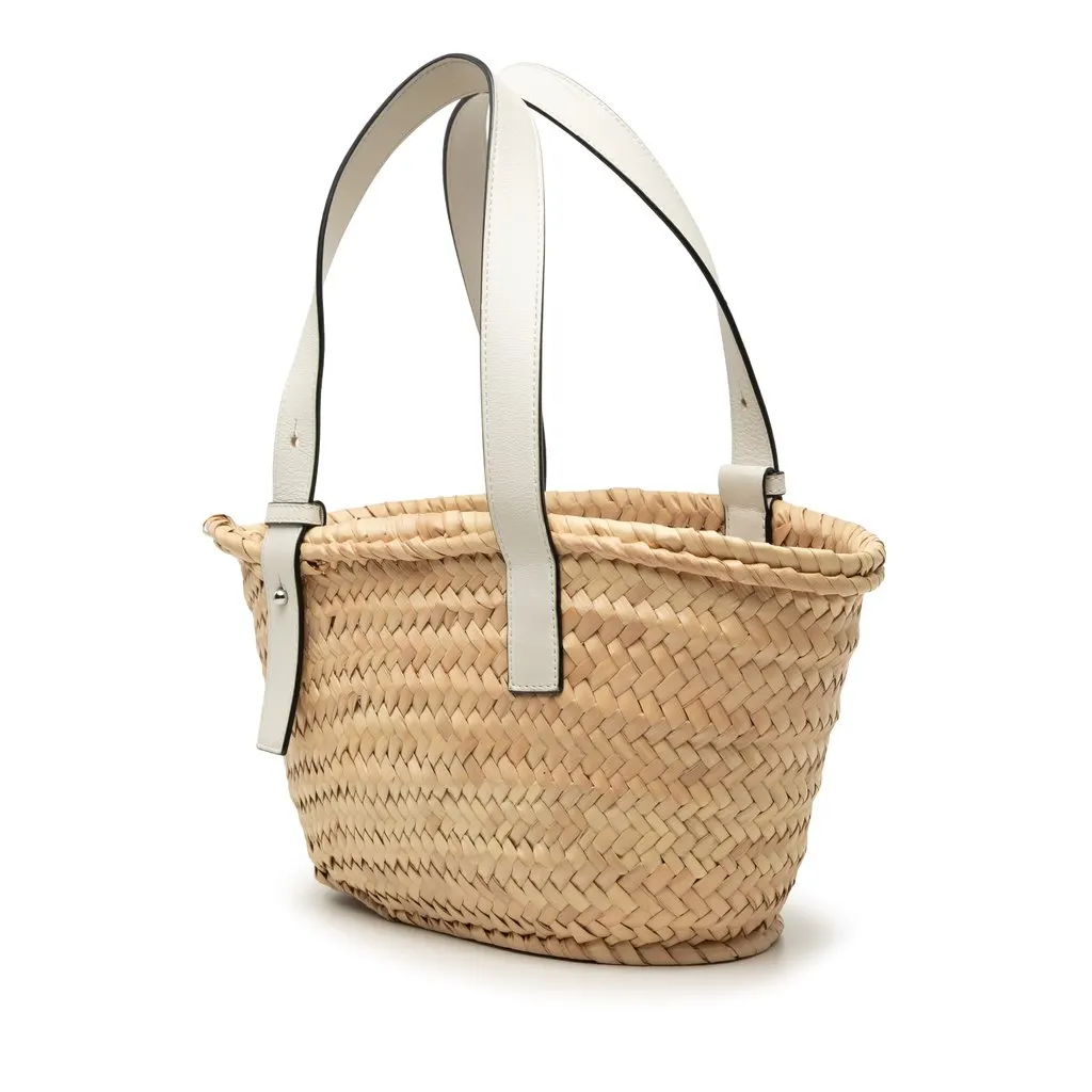 Loewe Small Raffia Anagram Basket Tote Beige Good - Back View