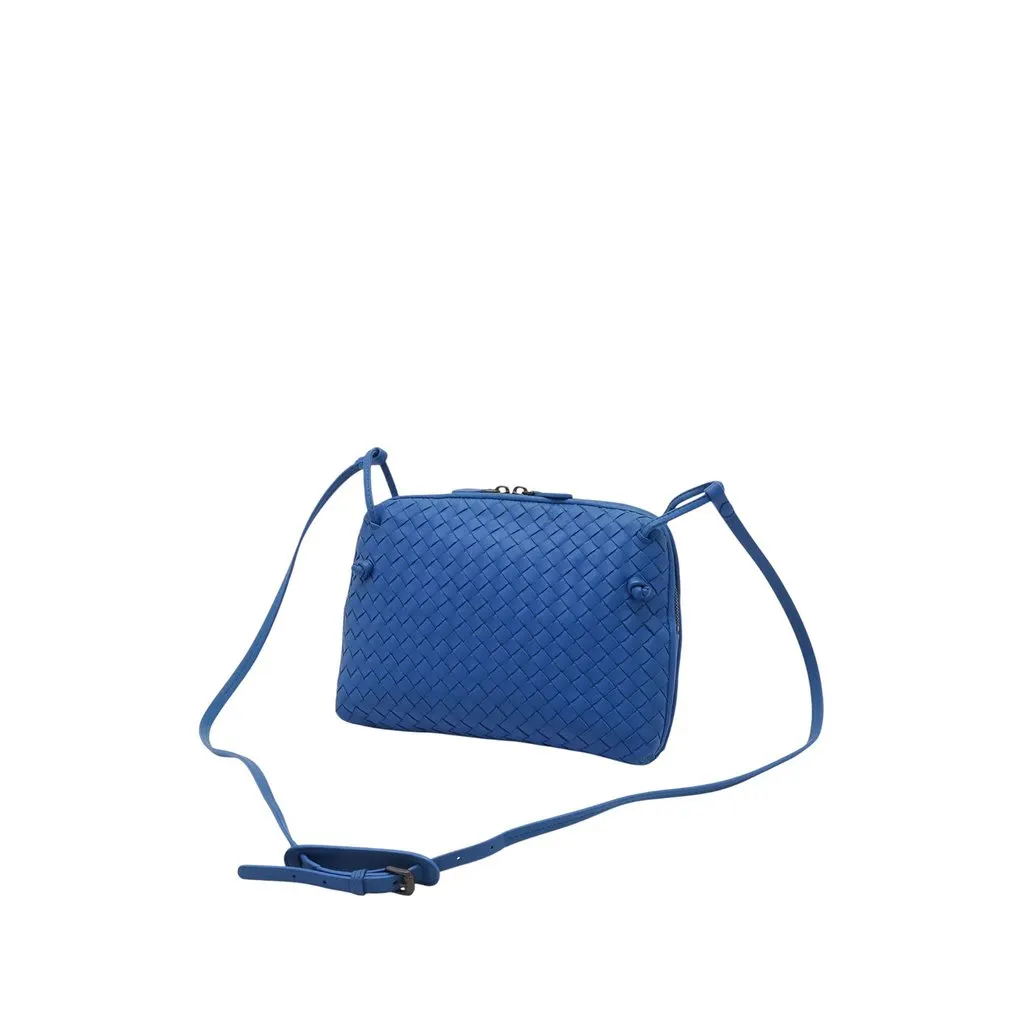 Bottega Veneta Nappa Intrecciato Nodini Crossbody Blue Leather Very good - Back View