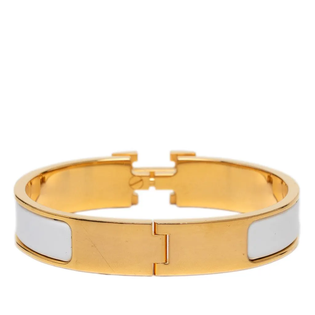 Hermès Narrow Enamel Clic H Bracelet PM White Very good - Inside View