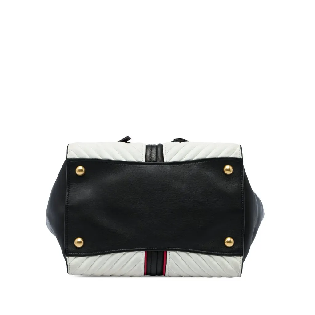Miu Miu Small Tricolor Nappa Biker Twin Pocket Satchel Black Leather Very good - Inside View