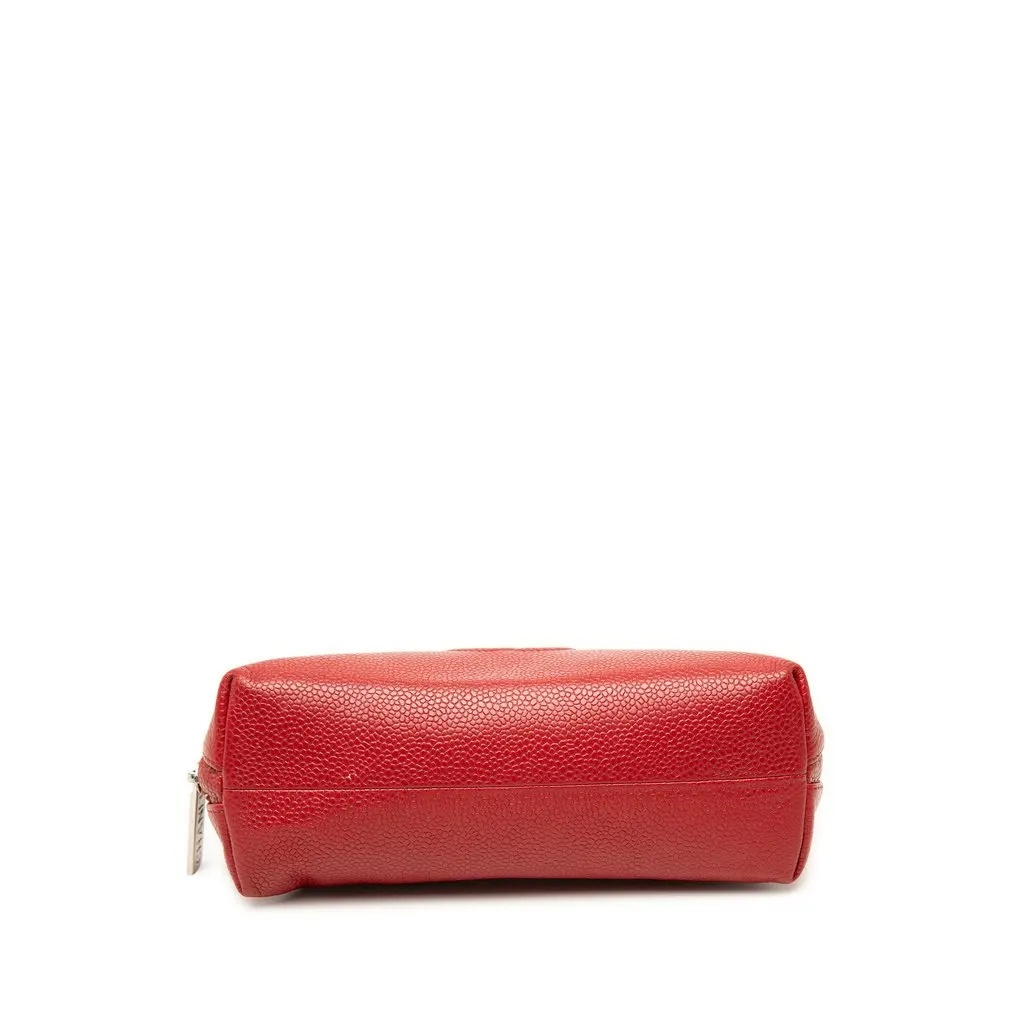 Chanel CC Caviar Cosmetic Pouch Red Leather Very good - Inside View