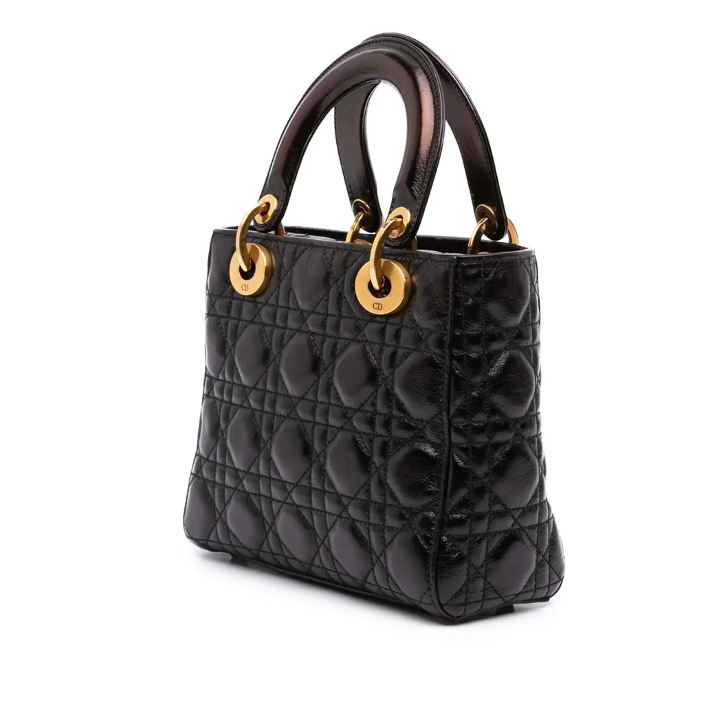 Dior Small Crinkled Patent Cannage My ABCDior Lady Dior Black Leather Very good - Back View