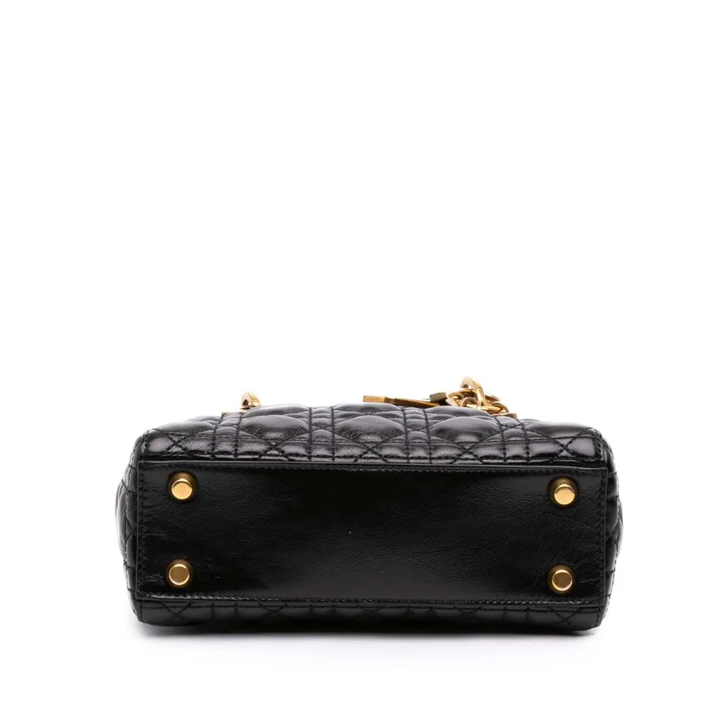 Dior Small Crinkled Patent Cannage My ABCDior Lady Dior Black Leather Very good - Inside View