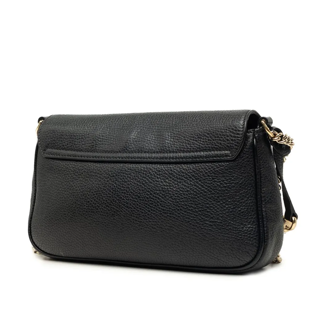 Gucci Medium Calfskin Soho Chain Flap Crossbody Black Leather Very good - Back View