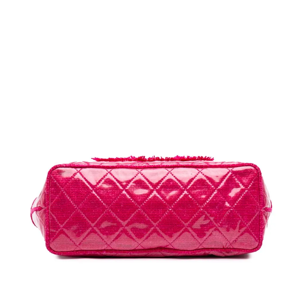 Chanel Quilted Tweed PVC Funny Tote Pink Plastic Good - Inside View