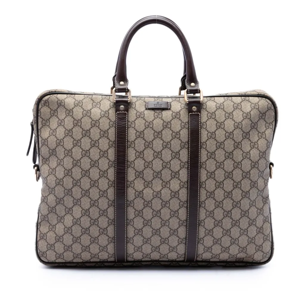 Gucci GG Supreme Business Bag Beige Canvas Good - Front View