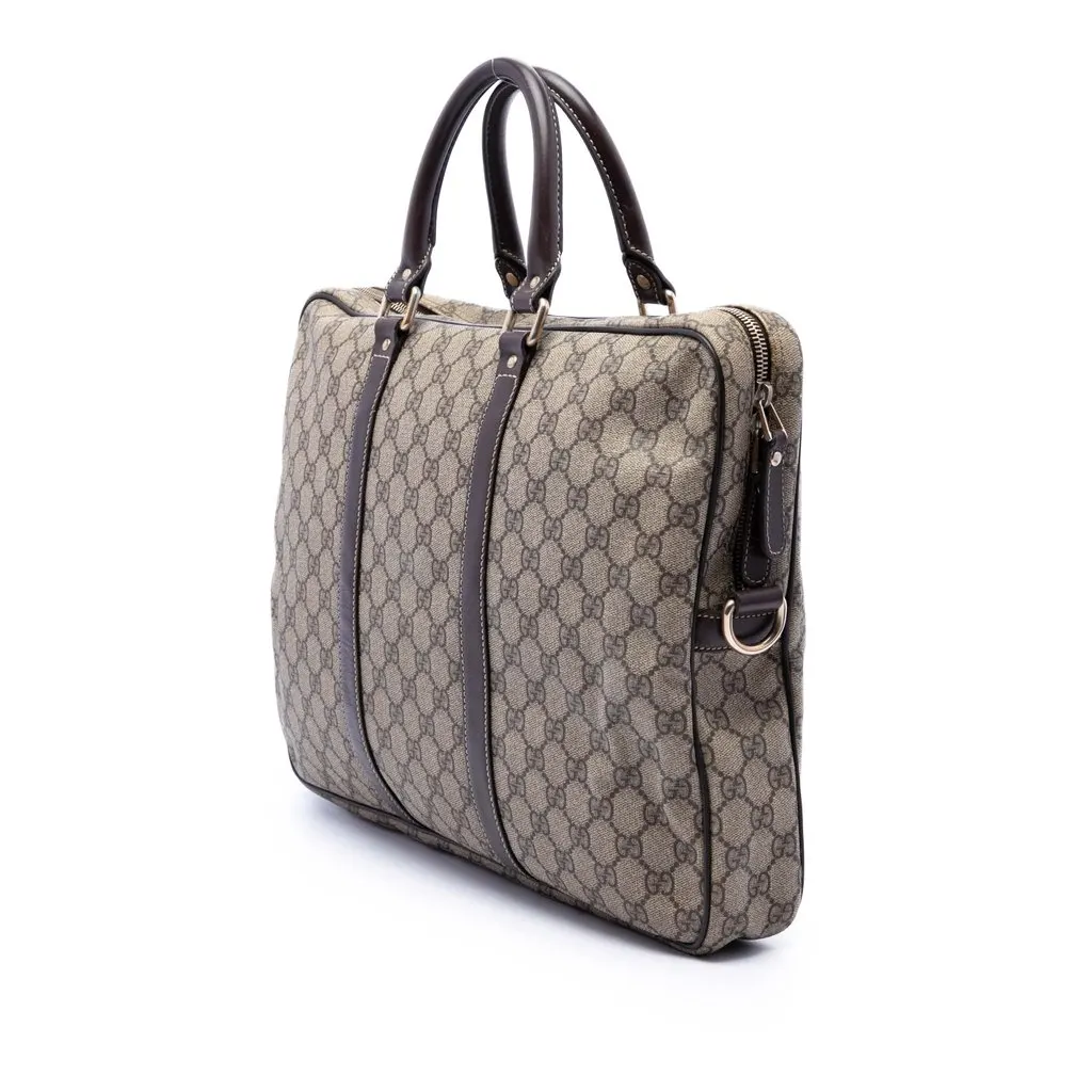 Gucci GG Supreme Business Bag Beige Canvas Good - Back View