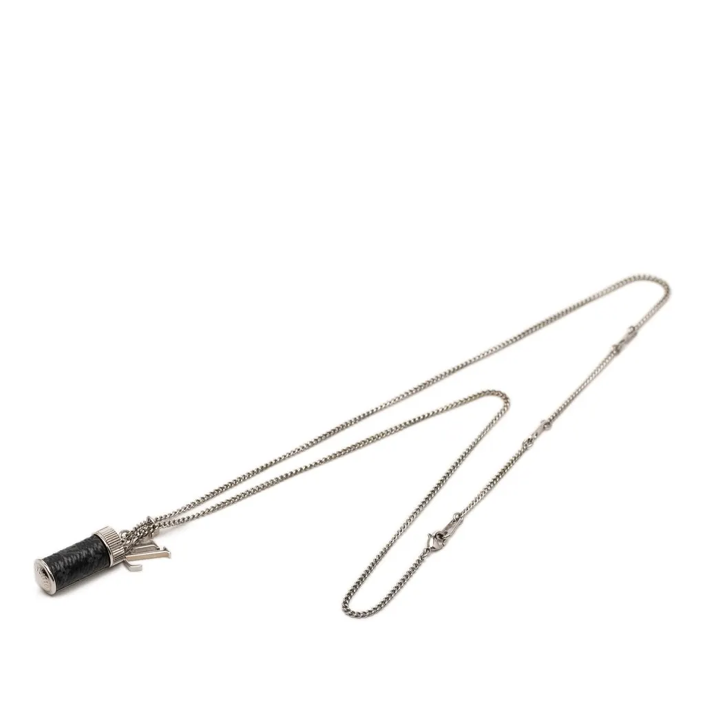 Louis Vuitton Brass Monogram Eclipse Charms Necklace Silver Metal Very good - Inside View