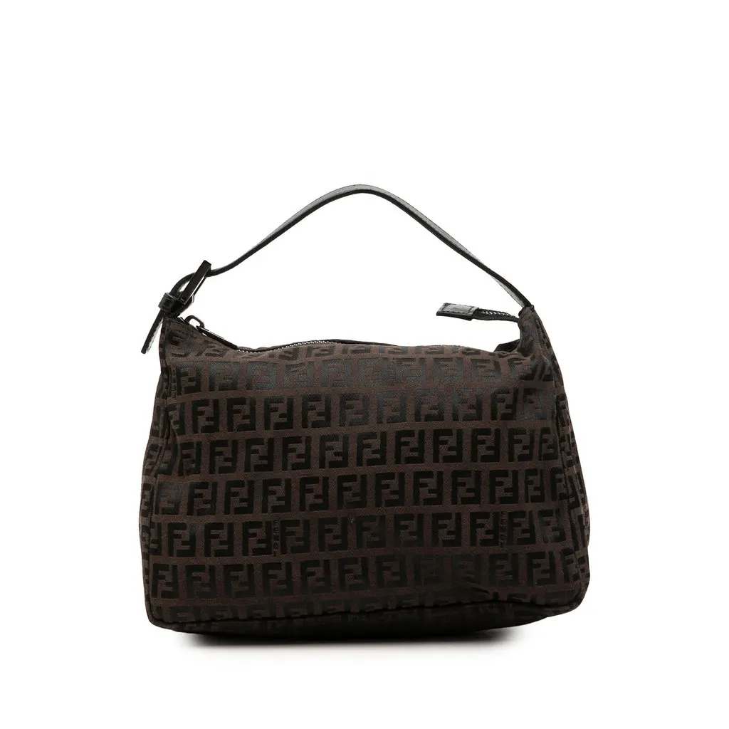 Fendi Zucchino Canvas Handbag Brown Canvas Good - Front View