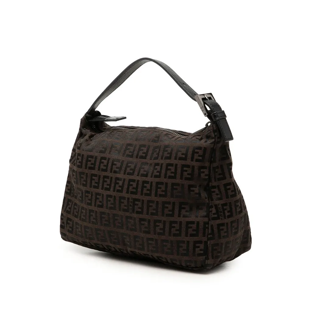 Fendi Zucchino Canvas Handbag Brown Canvas Good - Back View