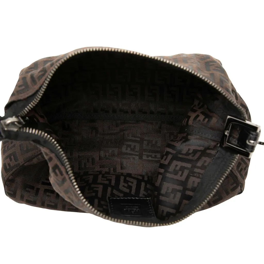 Fendi Zucchino Canvas Handbag Brown Canvas Good - Model View