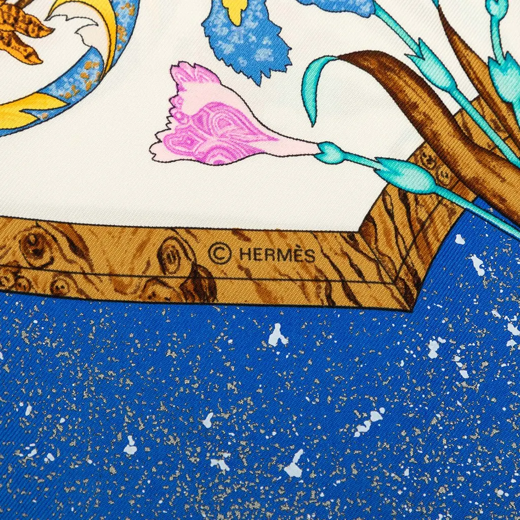 Hermès Pierres d Orient et d Occident Silk Scarf 90 White Very good - Back View
