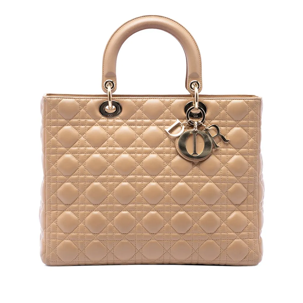 Dior كبيرة جلد الحمل كاناج ليدي ديور