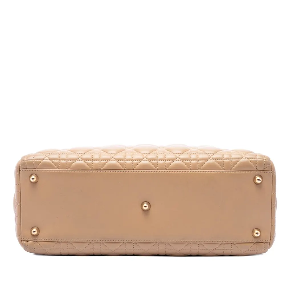 Dior Large Lambskin Cannage Lady Dior Beige Leather Very good - Inside View