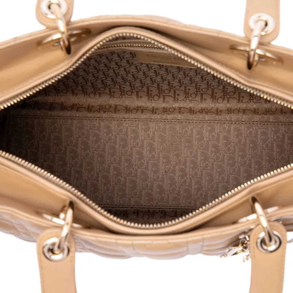 Dior Large Lambskin Cannage Lady Dior Beige Leather Very good - Model View