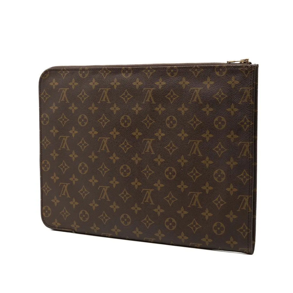 Louis Vuitton Monogram Poche Documents Portfolio Brown Very good - Back View