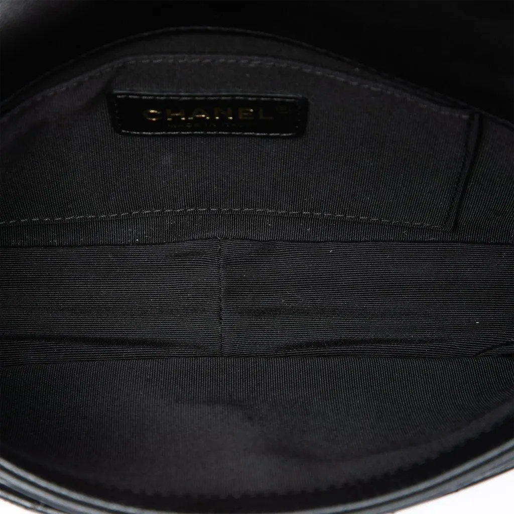 Chanel Medium Quilted Lambskin Private Affair Camellia Flap Black Leather Very good - Model View