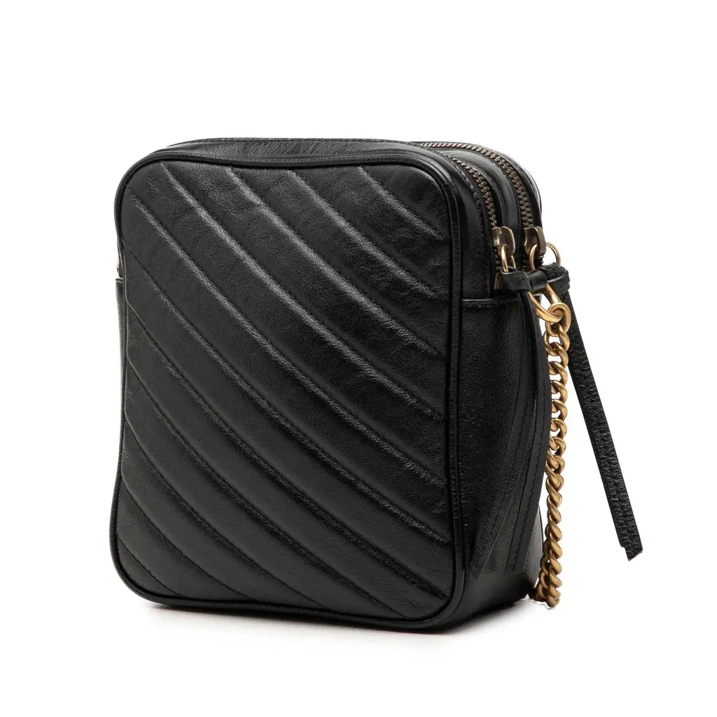 Gucci GG Marmont Matelasse Leather Double Zip Crossbody Black Leather Very good - Back View