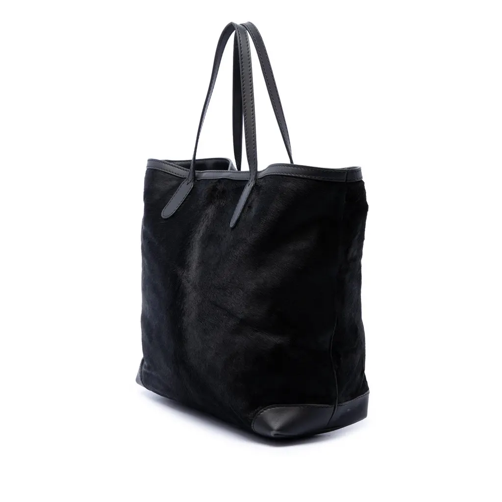 Gucci Pony Hair Stirrup Tote Black Very good - Back View