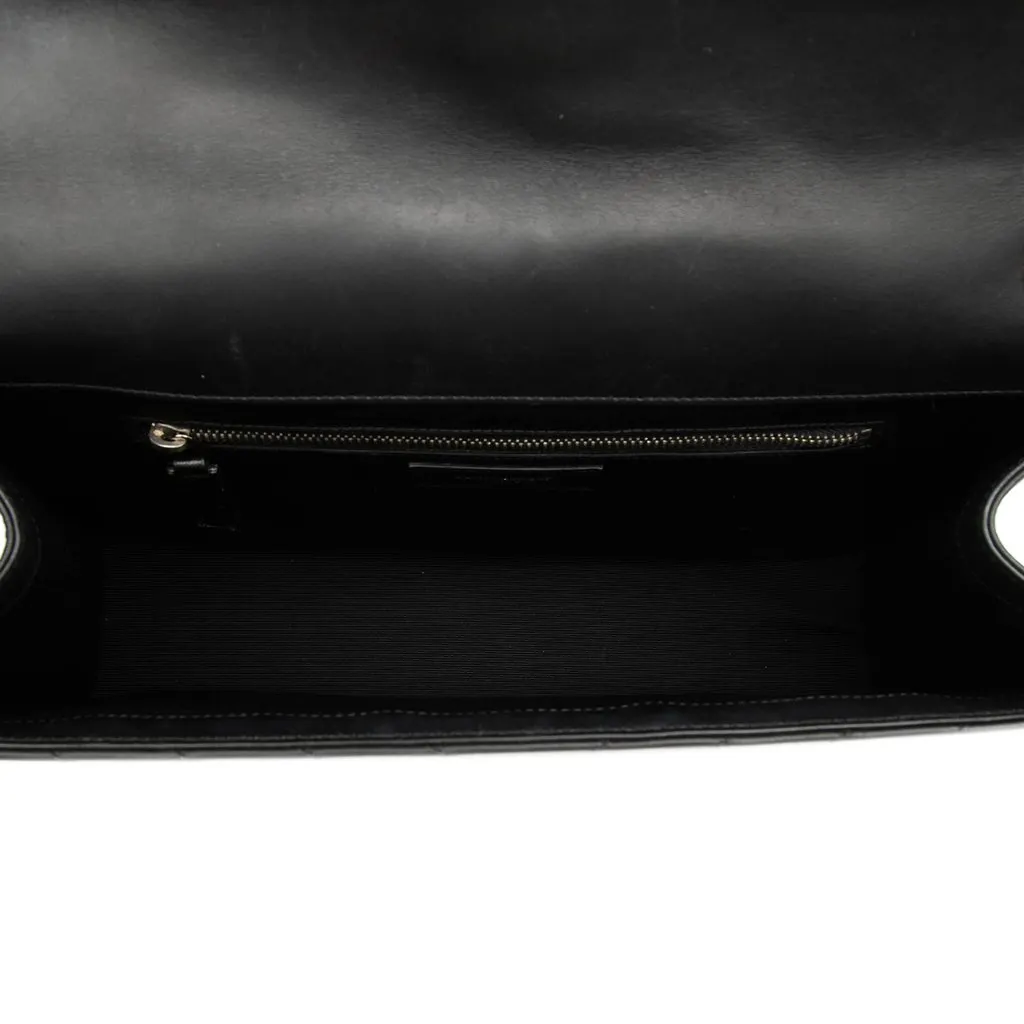 Saint Laurent Large Calfskin Chevron Monogram Envelope Bag Black Leather Good - Model View