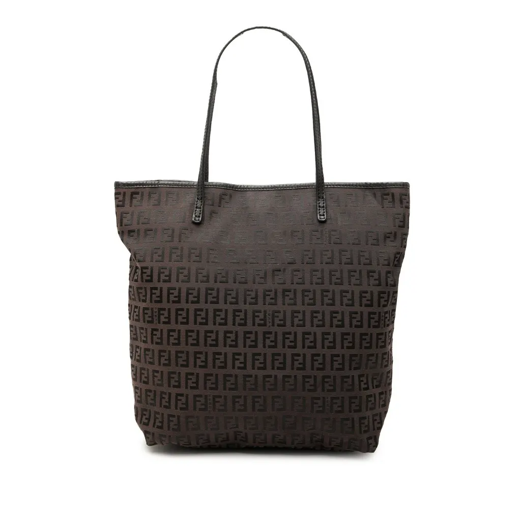 Fendi Zucchino Canvas Tote Brown Good - Front View