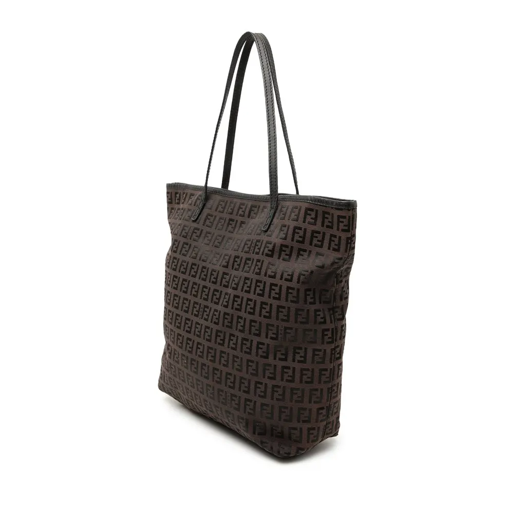 Fendi Zucchino Canvas Tote Brown Good - Back View