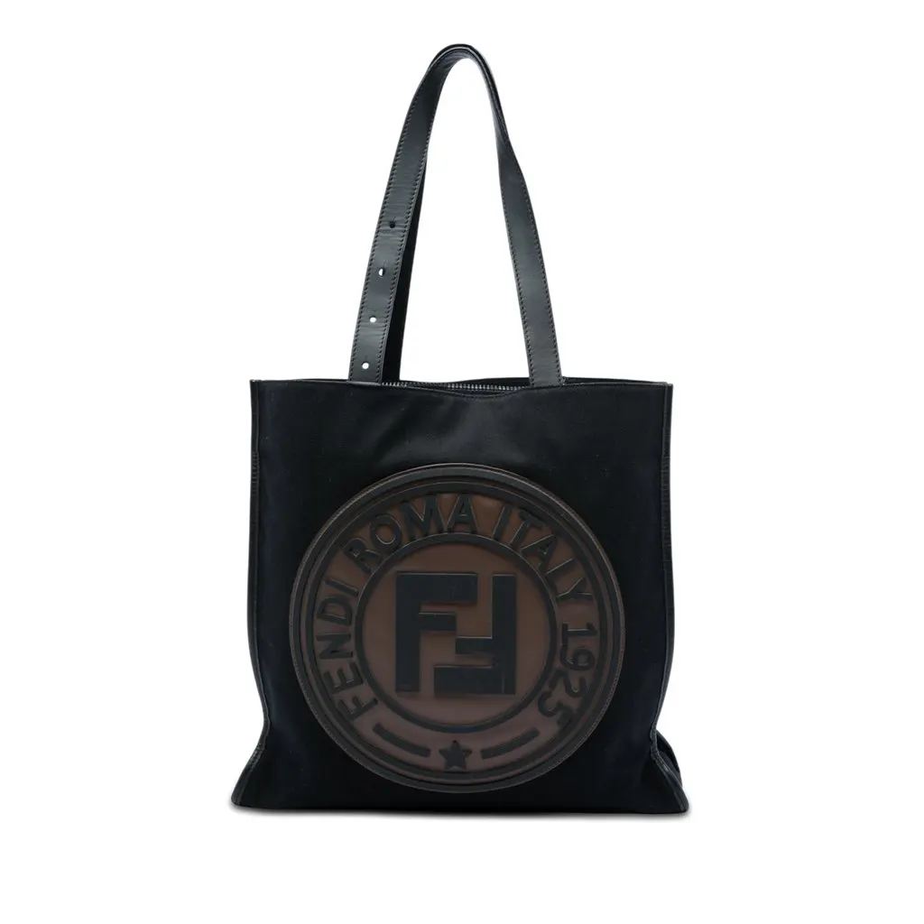 Fendi Canvas Logo Patch Tote Black Very good - Front View