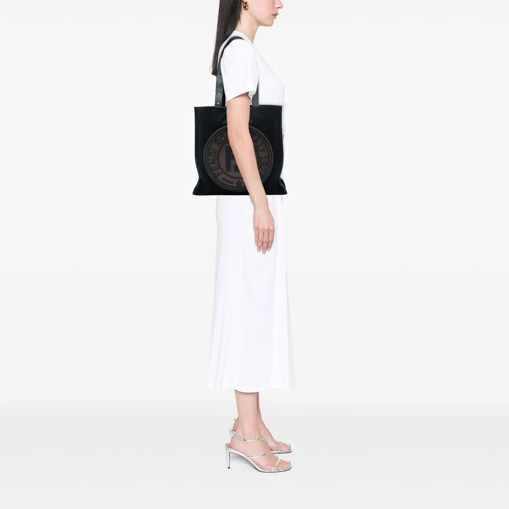 Fendi Canvas Logo Patch Tote Black Very good - Box View