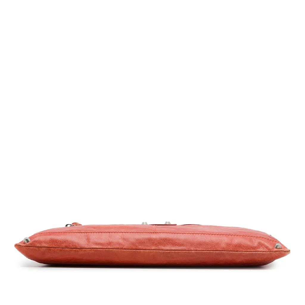 Balenciaga Lambskin Motocross Classic Clip Clutch L Orange Leather Very good - Inside View