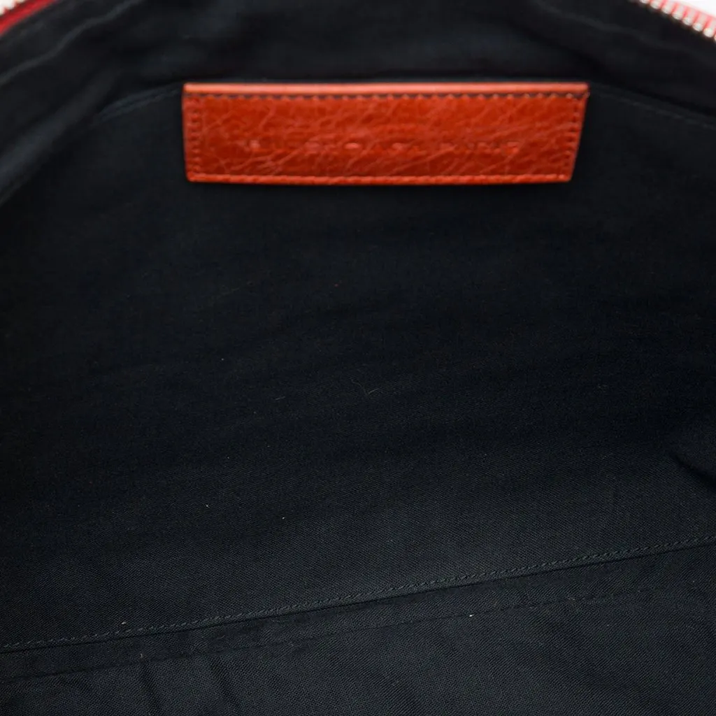 Balenciaga Lambskin Motocross Classic Clip Clutch L Orange Leather Very good - Model View