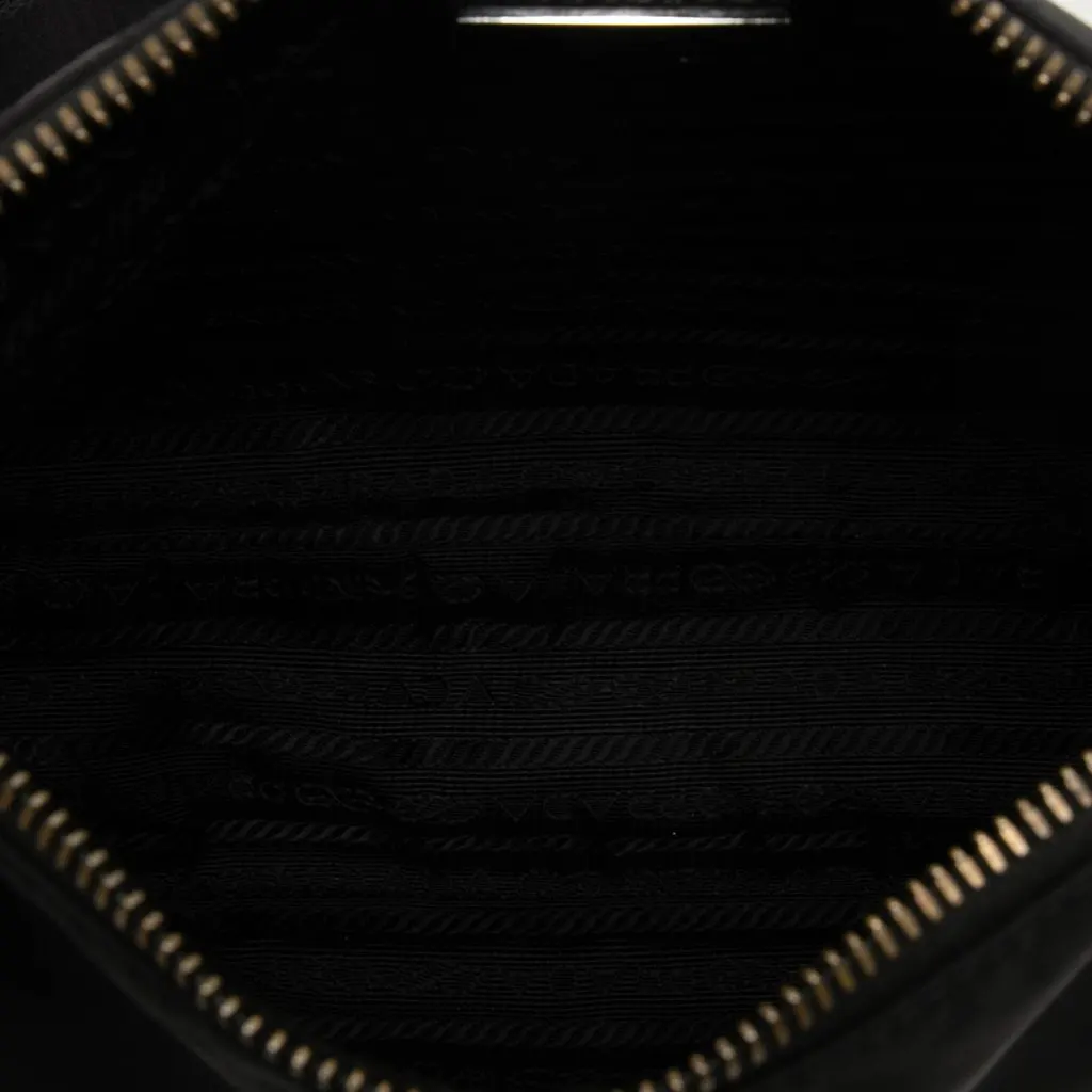 Prada Saffiano Trimmed Re Nylon Zip Top Crossbody Black Polyamide Good - Model View