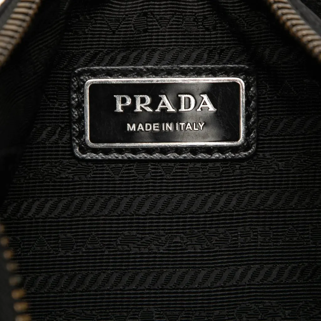 Prada Saffiano Trimmed Re Nylon Zip Top Crossbody Black Polyamide Good - Box View