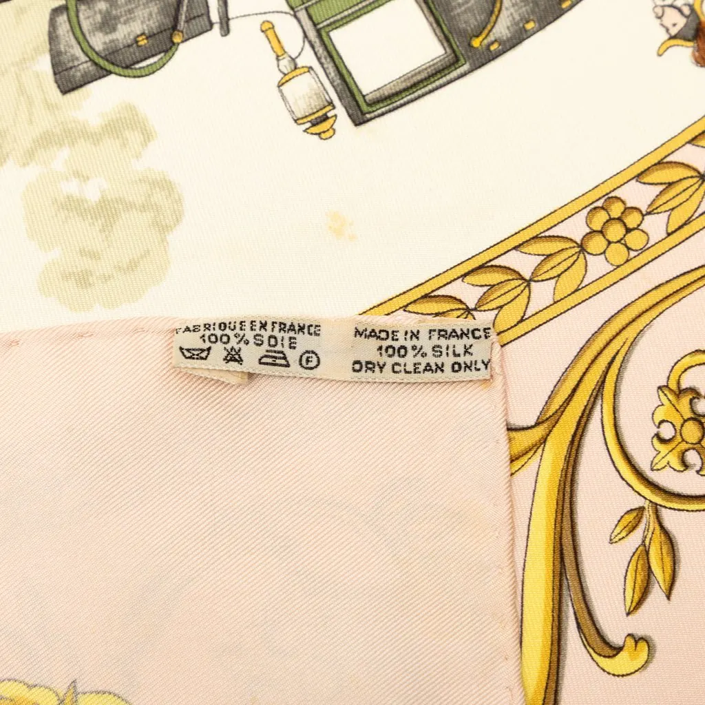 Hermès La Promenade de Longchamps Silk Scarf 90 Pink Good - Back View