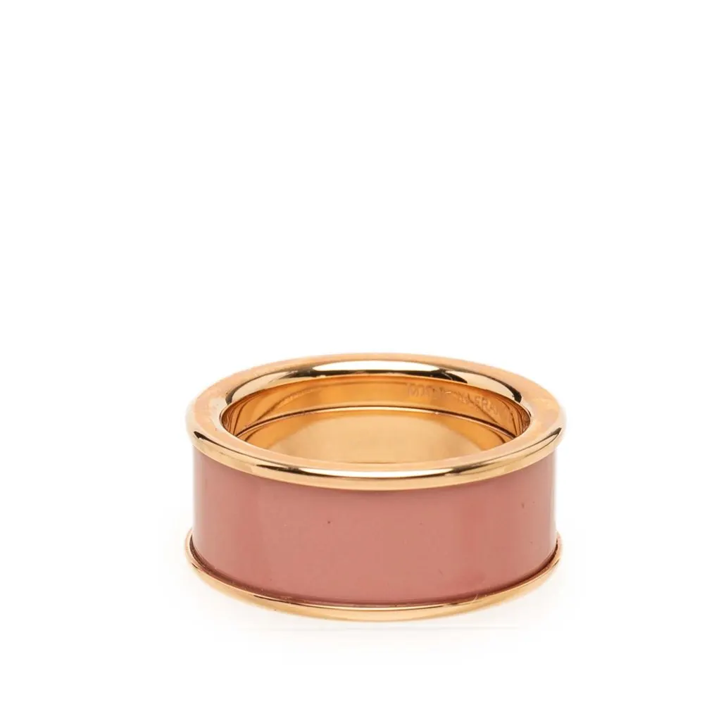 Hermès Medium Gold Plated Enamel H Diamant Uni Ring Pink Enamel Very good - Inside View