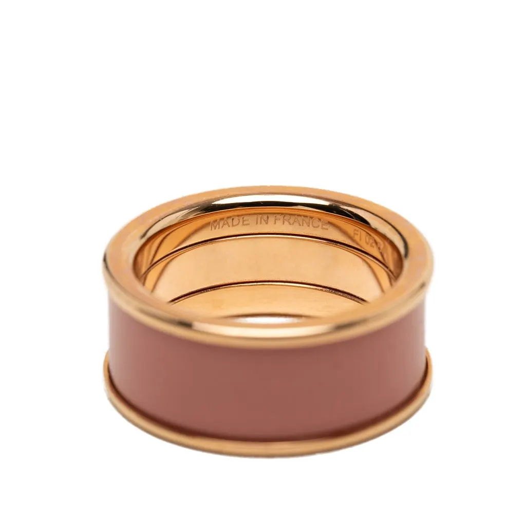 Hermès Medium Gold Plated Enamel H Diamant Uni Ring Pink Enamel Very good - Model View