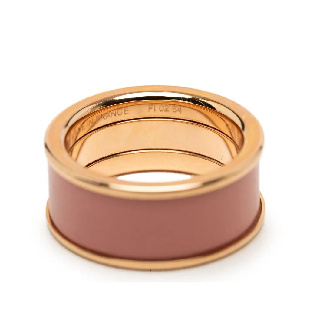 Hermès Medium Gold Plated Enamel H Diamant Uni Ring Pink Enamel Very good - Box View
