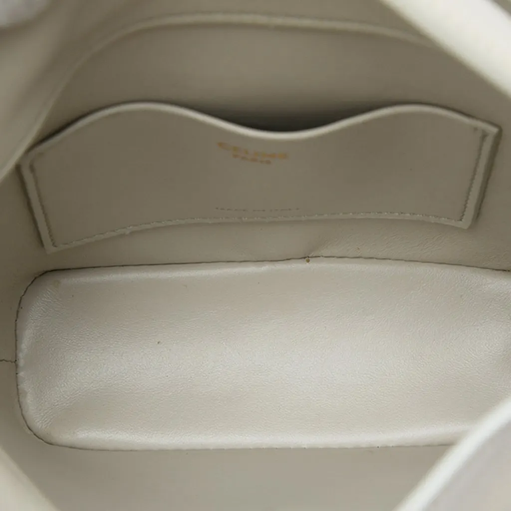 Celine Mini Calfskin Triomphe Bucket Bag Grey Leather Very good - Model View