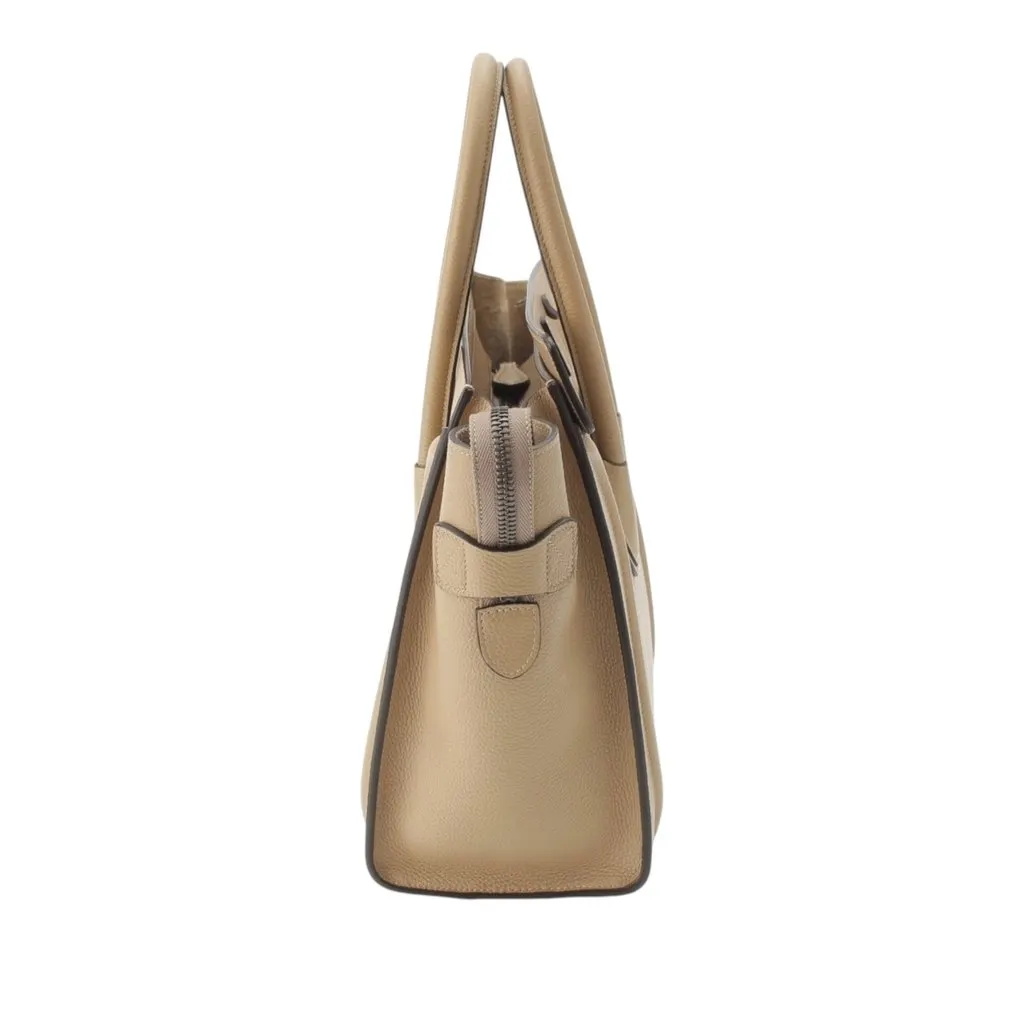 Celine Micro Drummed Calfskin Luggage Tote Beige Leather Very good - Inside View