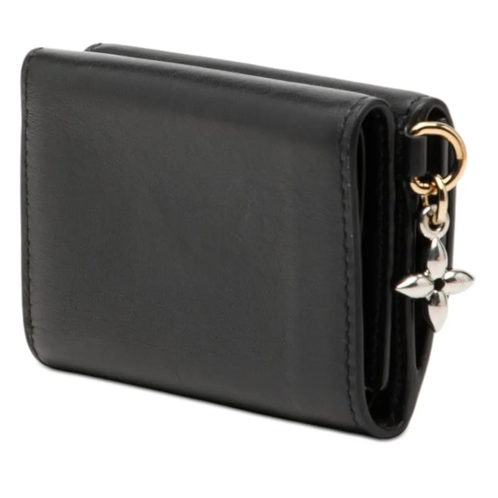 Louis Vuitton Mini Calfskin LV Bloom Trifold Wallet Black Leather Very good - Back View