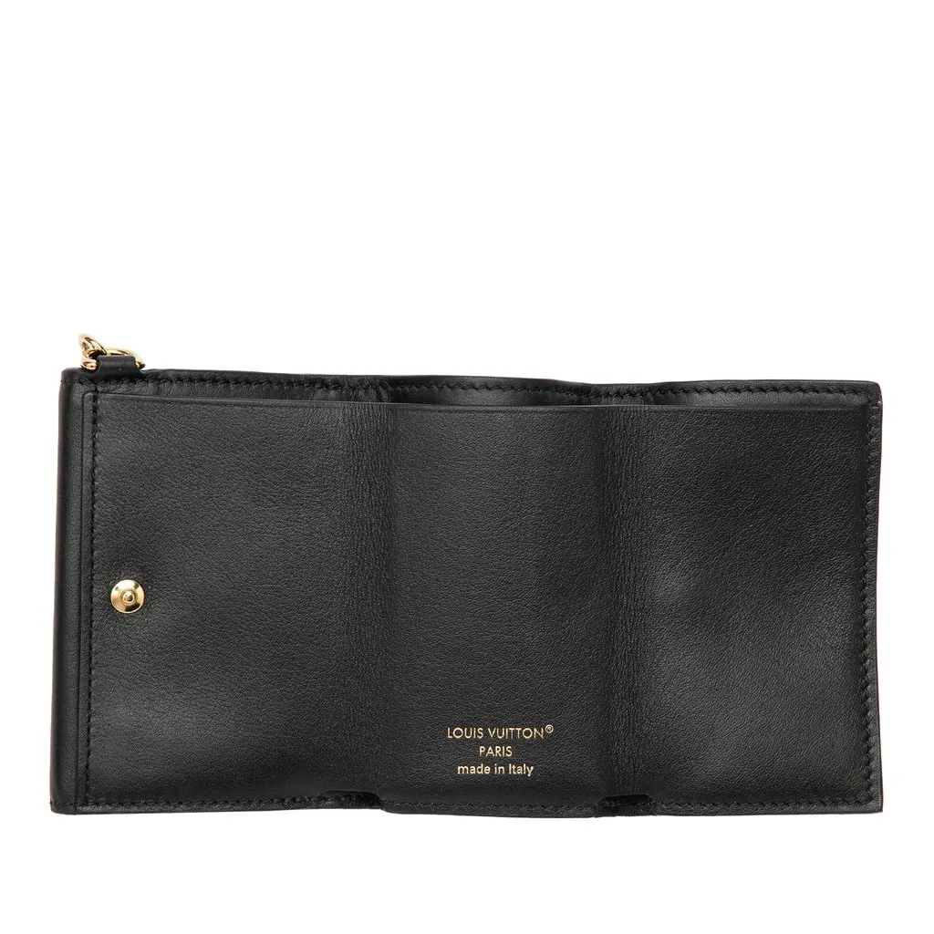 Louis Vuitton Mini Calfskin LV Bloom Trifold Wallet Black Leather Very good - Model View