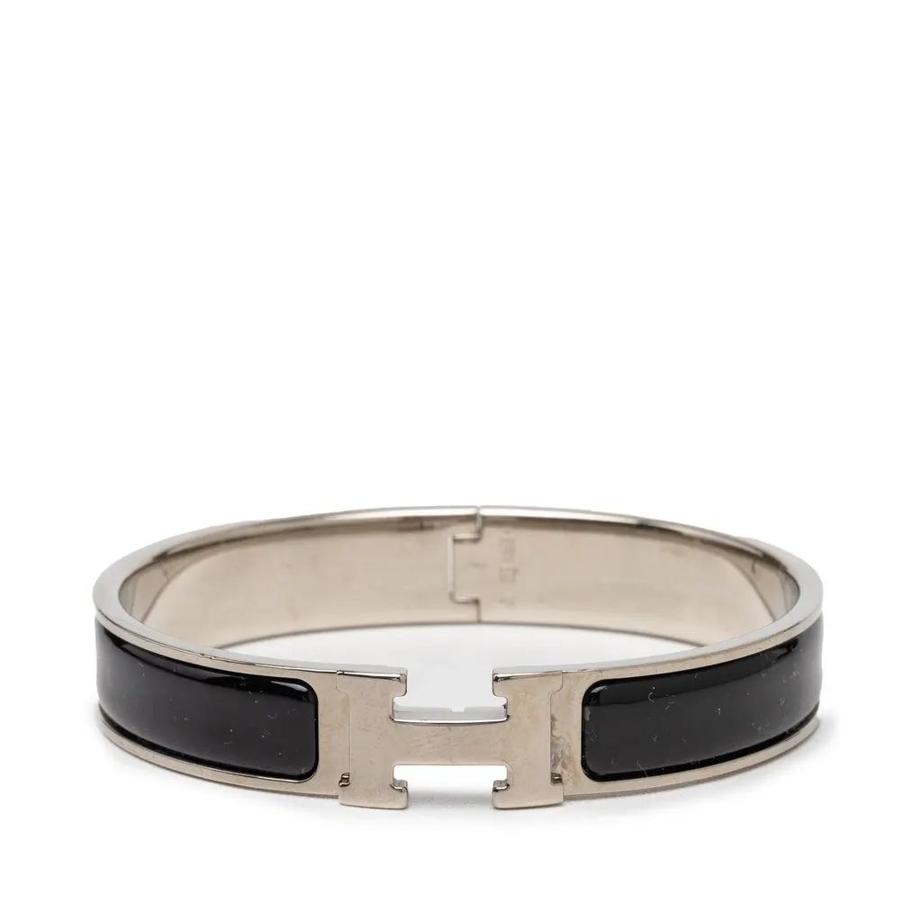 Hermès Narrow Enamel Clic Clac H Bracelet PM Black Very good - Front View